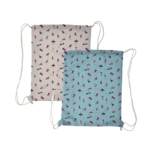 Bolsa de deporte con cuerdas tipo mochila en rosa y azul