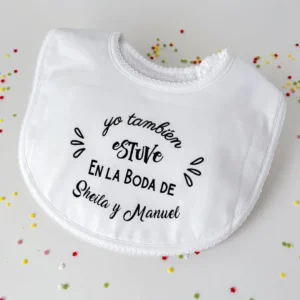 babero personalizado yo también estuve en la boda, detalle boda