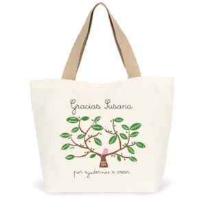 Bolsa para profesores con nombre de los alumnos, tote bag profe personalizada