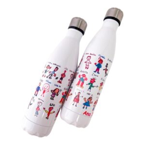 botella personalizada para profesores con dibujos de los alumnos. regalos fin de curso. el mejor regalo para el profe