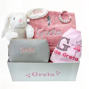 Canastilla recién nacido personalizada con el nombre del bebé