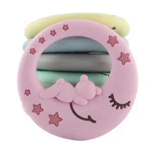 mordedor de silicona para denticion con forma de luna