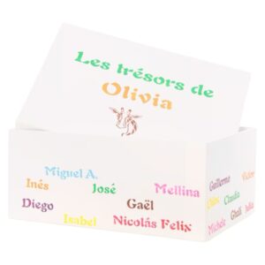Caja personalizada para profes con los nombres de los alumnos