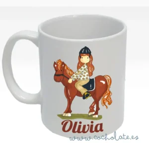 taza personalizada chica a caballo
