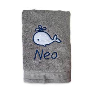 toalla bordada para bebés y niños con ballena, toalla personalizada para la guardería