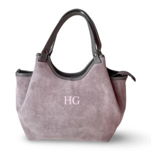 Bolso de ante y cuero personalizado con iniciales, bolso con iniciales de ante