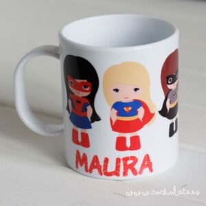 taza personalizada superheroinas
