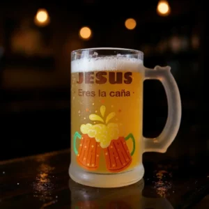 jarra de cerveza personalizada con el texto eres la caña