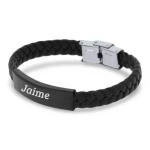 Pulsera para hombre negra grabada a láser