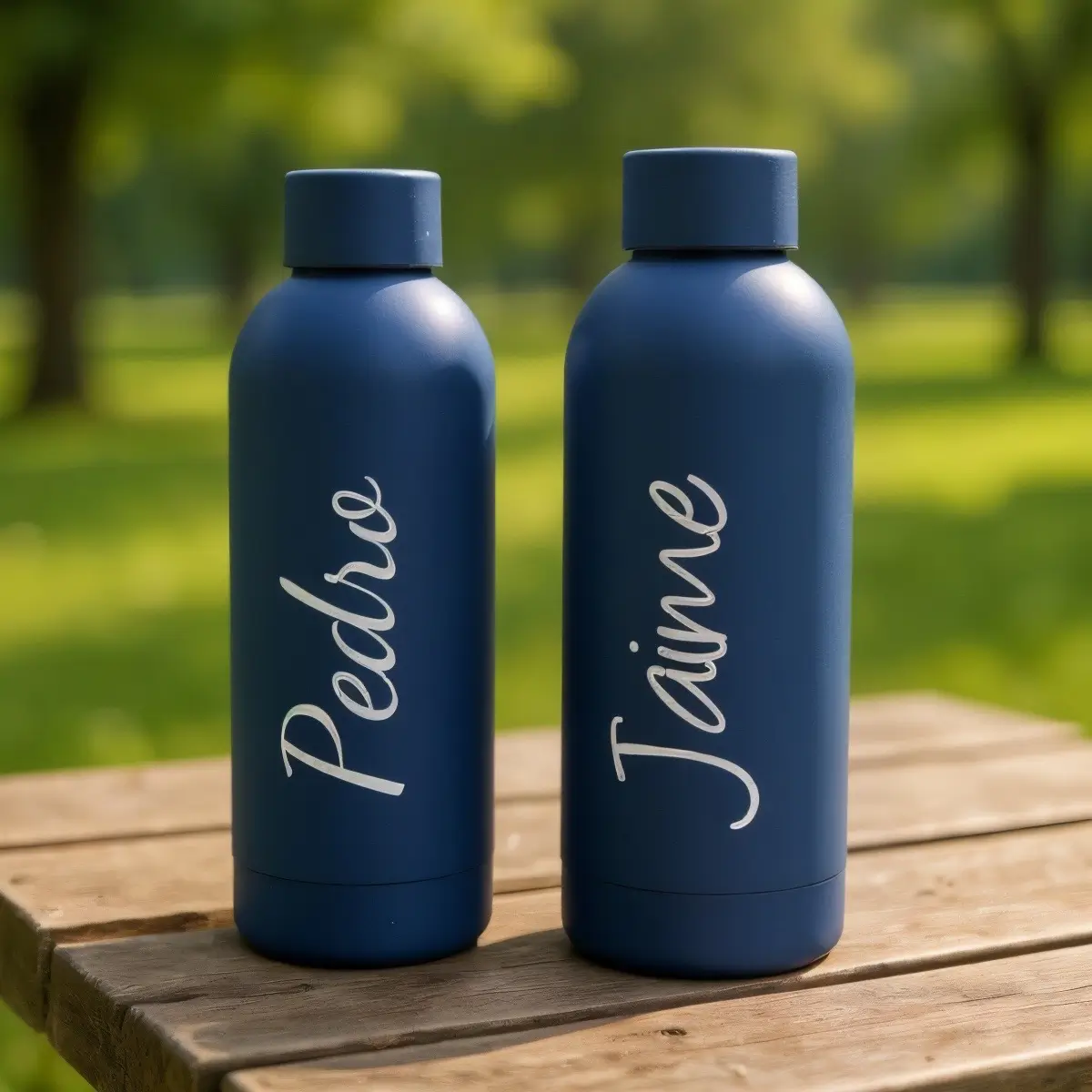 botellas personalizadas con nombre en color azul
