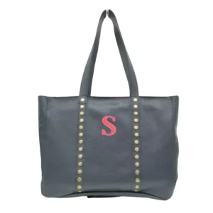 BOLSO PERSONALIZADO piel vegana tachuelas con la inicial S
