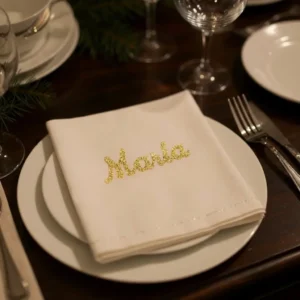 Marcasitios personalizado de metacrilato dorado con el nombre d eMaría