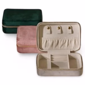 Joyero de terciopelo de viaje personalizado con iniciales