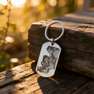 Llavero personalizado con foto grabada en acero